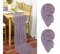 2 Pezzi Runner da Tavola in Garza Viola Chiaro, 90 x 300cm Viola Runner da Tavola per Formaggio per Matrimonio Addio al Nubilato Baby Shower Decorazioni Feste di Compleanno