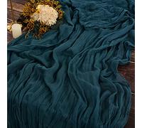 2 Pezzi Runner da Tavola Verde Acqua Scuro, 90cm x 300cm Garza Boho Runner da Tavolo per Matrimonio Addio al Nubilato Baby Shower Decorazioni Feste di Compleanno