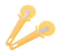 2 Pezzi Ruota Pizza Manuale, Acciaio Inox ABS PP Gialla | Taglio Rotante, Base Piatta Scala Visibile, Finitura Liscia senza Bave, per Ravioli e Croste