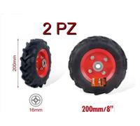 2 PEZZI RUOTE RICAMBIO IN GOMMA RICAMBIO CARRELLI CARRIOLA 200 MM 8" 16 MM RUOTA
