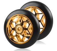2 pezzi ruote Stunt Scooter 110 mm, ruote di ricambio per scooter, 88A ruote per roller per stunt con cuscinetti ABEC-9 nucleo a raggi in alluminio, ruote di ricambio scooter per tutti i tipi (oro