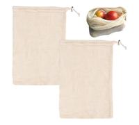 2 Pezzi Sacchetti Cucina in Cotone, 30 x 20 cm, Cucinare Sacchetti Alimentari, Riutilizzabili, Lavabili, con Coulisse, per Conservare Frutta, Ceci Cotti, Zuppe e Stufati