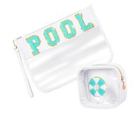 2 pezzi sacchetti portaoggetti per il trucco da viaggio versatili in design eleganti con pratico organizer da polso, Piscina bianca