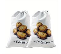 2 Pezzi Sacchetti Riutilizzabili con Coulisse e Cerniera Laterale, Mantieni Patate, , Freschi e al Buio, Organizzatore in Tessuto Salvaspazio per Dispensa, Cucina, Casa - Non a Contatto con Alimenti