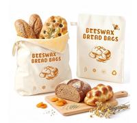 2 Pezzi Sacchetto Pane Cera d'Api Riutilizzabili 43x30CM, Cerniera a L | riutilizzabili e lavabili, ideali per pane fatto in casa, lievito madre, baguette e pane artigianale