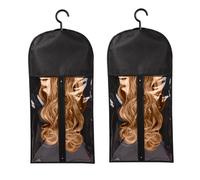 2 Pezzi Sacchetto Porta Parrucche Portatili,Antipolvere Borse Porta Parrucche con Gancio,Custodia Protettiva per Estensione dei Capelli,Accessori per Parrucche per Capelli da Donna (Nero)