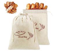 2 Pezzi Sacchetto Portapane, 30 × 38 cm Sacchetto di Lino Riutilizzabili, Salvafreschezza per Pane, Verdure, Noci