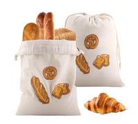 2 Pezzi Sacchetto Portapane, sacchetto di Stoffa per il pane, Sacchetto In Lino, Sacchetti Riutilizzabili, Tasche con Coulisse, per pane Prodotti da Forno Frutta e Verdura