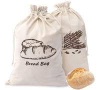 2 Pezzi Sacchetto Portapane, Ssacchetto del Pane in Cotone e Lino, Sacchetti Riutilizzabili per il Pane, Tasche con Coulisse Anche per la Conservazione Degli Alimenti (29 x 44 cm)