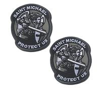 2 Pezzi San Michele ci protegga "Saint Michael Protect Us" Tattica Angeli Toppa Compatibile con Velcro per Maglia Zaino Cappelli Vestiti Giubbotto Uniforma Cani Tattico Militare