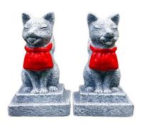 2 Pezzi Santuario Inari Volpi Sacre Miniatura in Resina Statua di Volpe Giapponese Kitsune Volpe Cake Topper Fata Giardino Volpe Figurine Santuario Volpe Figurine Modelli