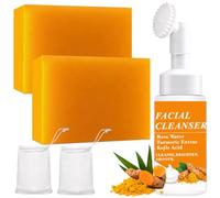 2 Pezzi Sapone All'acido Kojico + Detergente Viso alla Curcuma, Turmeric Kojic Acid Soap, Sapone Sbiancante e Illuminante, Idrata e Pulisce la Pelle, Esfoliano, Riduce i Segni Dell'acne