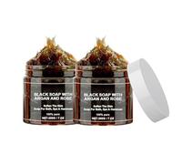 2 pezzi sapone marocco corpo scrub sapone con argan e rosa, nero bar esfoliante, corpo liscio, marocchino BlackSoap Hammam Bar Dispenser bagno