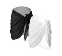 2 Pezzi Sarong Coverups per Costume da Bagno Avvolgente Gonna Spiaggia Bikini Copertura Costumi da Bagno Chiffon, Nero e Bianco, S