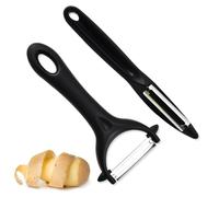 2 Pezzi Sbucciatore Universale In Acciaio Inox a Forma di Y/I, Sbuccia Patate, Pela Patate Verdure e Frutta, Pelapatate Professionale Con Lama Affilata A Pendolo, Impugnatura Ergonomica, Colore Nero
