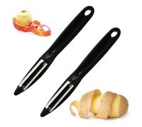 2 Pezzi Sbucciatore Universale, Sbuccia Patate, Pela Patate Verdure e Frutta, Pelapatate Professionale Con Lama Affilata A Pendolo, In Acciaio Inox, Doppio Taglio, Impugnatura Ergonomica, Colore Nero