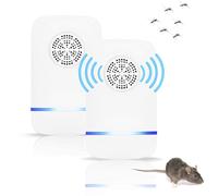 2 Pezzi Scaccia Ratti ad Ultrasuoni per Zanzare e Mosche con Raggio d'Azione