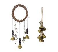 2 Pezzi Scacciapensieri da Appendere, Campane Della Strega, Rattan + Corda di Canapa + Lega + Placcatura in Ferro, Decorazione Domestica di Stregoneria, per la Finestra del Giardino del Portico (Oro)