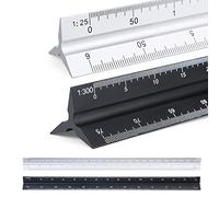 2 pezzi scala triangolare, 30 cm, in alluminio, righello triangolare, 1:20 1:25 1:50 1:75 1:100 1:150/1:100 1:200 1:250 1:300 1:400 1:500, set di righelli per arch. Ingegneri ure,studio architettonico