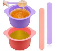 2 pezzi scalda cera per ceretta, ciotola per cera in silicone per scaldacera, riutilizza scaldacera sostitutiva del vaso per cera, fodera per cera antiaderente con 2 bastoncini