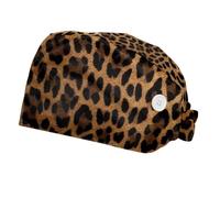 2 Pezzi，scaldacapelli da Chirurgo per Donne，Cuffia chirurgica da Uomo，Cuffie da Sala operatoria Carine per Donne,per Il Chirurgo,Leopardo Marrone Beige Animale