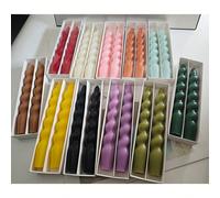 2 pezzi/Scatola Candele lunghe a spirale rosa/bianche/arancioni/rosse con righe, candele profumate, 18,5 cm/7,28 pollici e 25 cm/9,84 pollici, candele decorative, adatte per camera da letto, sala da p