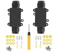 2 Pezzi Scatola derivazione esterna IP68, 2 Vie Scatole di derivazione Impermeabili,Esterna impermeabile cavo connettore,Scatola Elettrica da Esterno per Cavi di Diametro Ø4-8mm,8-12mm e 12-15mm