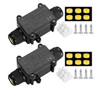 2 Pezzi Scatola Derivazione Esterna, Scatola di Giunzione Impermeabile IP68, 2 Vie Scatola Elettrica da Esterno, Scatole di Progetto Elettriche