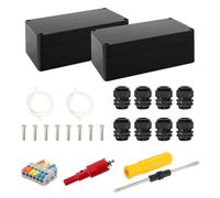 2 Pezzi Scatola Derivazione Esterna, Scatola Stagna Elettrica IP65 Esterna con 8 Pressacavi, Derivazione Stagna con Cacciavite, per Installazioni Elettriche (158×90×60 mm, Nero)