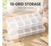 2 pezzi Scatola di stoccaggio trasparente con 10 scomparti e coperchio indipendente, scatola di smistamento visibile, perfetta per organizzatore fai-da-te per perline, accessori per arte di unghie, pu