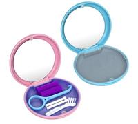 2 pezzi scatola ferula dentale con strumento di rimozione di allineatori e masticatore invisibile, adatto apparecchi ortodontici, allineatori invisibili e coperture dentali (rosa+blu)