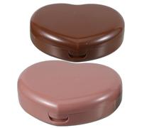 2 Pezzi Scatola Organizer per Lenti a Contatto a Forma di Cuore, mini | Pp con Coperchio Trasparente, Doppia Chiusura e Uso con Mano, per Bagno e Aeroporti