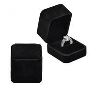 2 Pezzi Scatola per Anelli in Velluto, Scatola per Anelli a Forma di Quadrato Ring Box, Cofanetto Anello di Velluto, Scatola per Fedi Nuziali, per Proposta, Matrimonio, San Valentino e Anniversari