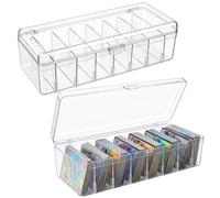2 Pezzi Scatola Porta Carte, Trasparenti Scatola per Schede in A8 con | Divisori Regolabili, 24,8X10X7,5cm Organizzatore con Una Capienza Fino a 700 Carte, per Flashcard/biglietti da Visita