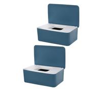 2 Pezzi Scatola Portasalviette Umide Ricaricabile in PP Blu | Design Compatto, Accesso Rapido, Chiusura Anti Perdita, Adatta a Tessuti Facciali e Mascherine