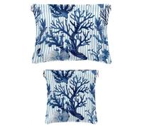 2 pezzi scatola tascabile in ecopelle, piccola pochette per trucco, mini borsa impermeabile, chiusura a schegge, custodia per gioielli, blu navy a pois margherite, Motivo: 4130, 7.1x5.8in/4.7x4.5in