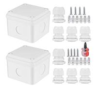 2 Pezzi Scatole di Derivazione Impermeabili IP66, Cassetta di Derivazione con Passacavi, Scatola Derivazione Elettrica da Esterno Esterna, con Cacciavite, 75x75x50 mm/Bianco