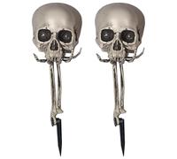 2 pezzi scheletro innovativo 18 occhi rossi luminosi & urla raccapriccianti skull di Halloween con palpebre decorazioni di Halloween attivate dal suono per il percorso del giardino del giardino da pr