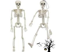 2 Pezzi Scheletro per Halloween,Scheletro in Plastica da Appendere,con Articolazioni Mobili,Scheletro Decorativo per Halloween,per la Decorazione Dell'orrore per Casa Stregata/Halloween(40cm)