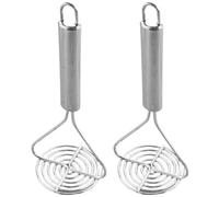 2 Pezzi Schiacciapatate in Acciaio Inox, Pressa Manuale | Uso Domestico e Campeggio, Colore Argento, Portatile, per Purea Fine e Preparazioni Pratiche
