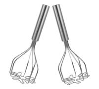 2 Pezzi Schiacciapatate Manuale in Acciaio Inox per Casa e Cucina | Utensile Versatile, Adatto a Uova e Carote, Finitura Argento, Costruzione Robusta per Uso Quotidiano
