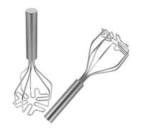 2 Pezzi Schiacciapatate Manuale in Acciaio Inox | Struttura Robusta, Pressione Efficiente, Uso Semplice, Finitura Argento, Adatto a Fagioli e Cucina