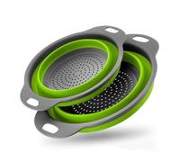 2 Pezzi Scolapasta Pieghevole, Filtro Cestino Cucina con Manico, Scolapasta in Silicone Pieghevole, Rispettoso Dell'ambiente Non Tossico Facile da Pulire, Lavabili in Lavastoviglie