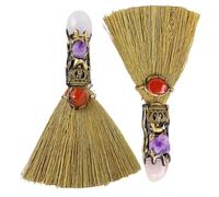2 Pezzi scopate stregone, Scopa Decorativa con da 6, 7 Pollici, Arredamento Magico di Halloween Reiki Witch, Arredamento pagano Wiccan per Ufficio per la Camera da Letto purificante