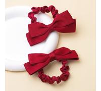 2 pezzi Scrunchies per capelli con fiocco carino, accessori per capelli ideali per il ritorno a scuola, ottimo anche come regalo per le ragazze Grafico,Colore unicoTessuto