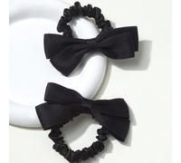 2 pezzi Scrunchies per capelli con fiocco carino, accessori per capelli ideali per la stagione del ritorno a scuola per le ragazze, ottimo anche come regalo per lei Grafico,Colore unicoTessuto