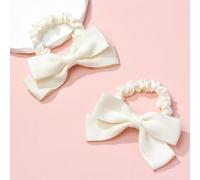 2 pezzi Scrunchies per capelli con fiocco carino, accessori per capelli ideali per la stagione del ritorno a scuola per le ragazze, ottimo anche come regalo per lei Grafico,Colore unicoTessuto