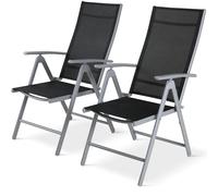 2 pezzi sedia a sdraio pieghevole Patio sedie da pranzo pieghevoli sedia da giardino leggera imbottita in alluminio con schienale alto regolabile, carico 120kg
