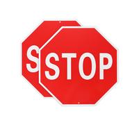 2 pezzi Segnale di stop 12x12" in alluminio, lettere bianche su sfondo rosso