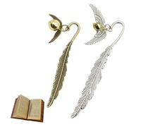 2 Pezzi Segnalibro in Piuma di Metallo Segnalibro Particolare con Ciondolo Boccino Segnalibri Golden Snith Idea Regalo Segna Libro per Amanti della Lettura di Libri, Maestre, Amiche, Bambini, Studenti